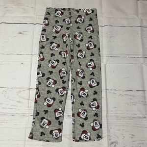 Disney Adult S gray Mickey Mouse all over print Christmas fleece pajama pants